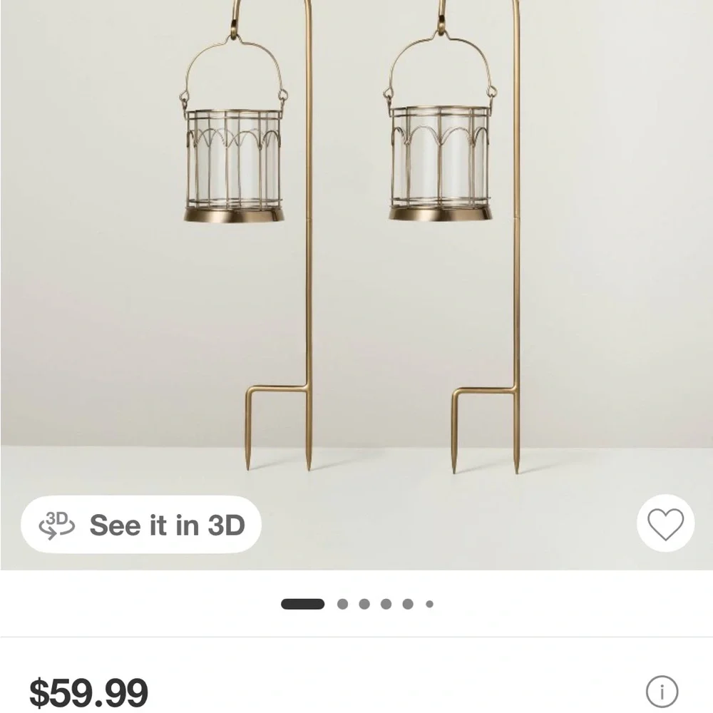 BRAND NEW Hearth & Hand by Magnolia Brass Hanging Lantern Holders - Set of 2